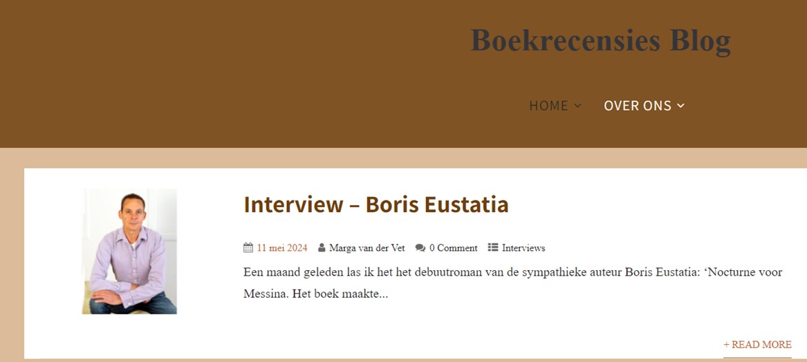 Interview met Boris Eustatia op Boekrecensies Blog